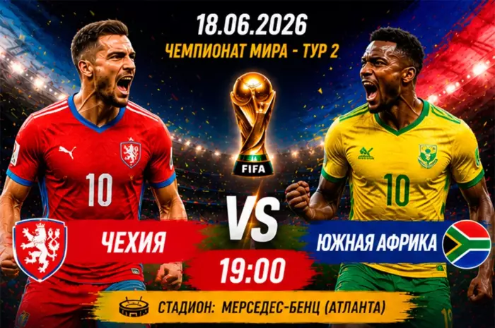 Прогноз на матч Чехия — Южная Африка ⚽ коэффициент 1.88 на важную победу европейской сборной во втором туре ЧМ-2026