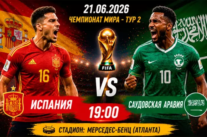 Прогноз на матч Испания — Саудовская Аравия ⚽ коэффициент 1.42: уверенный старт фаворита на ЧМ-2026