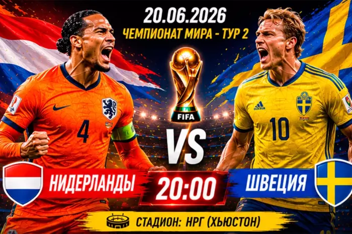 Прогноз на матч Нидерланды — Швеция ⚽ коэффициент 1.87 на победу «оранжевых» в битве европейских грандов ЧМ-2026