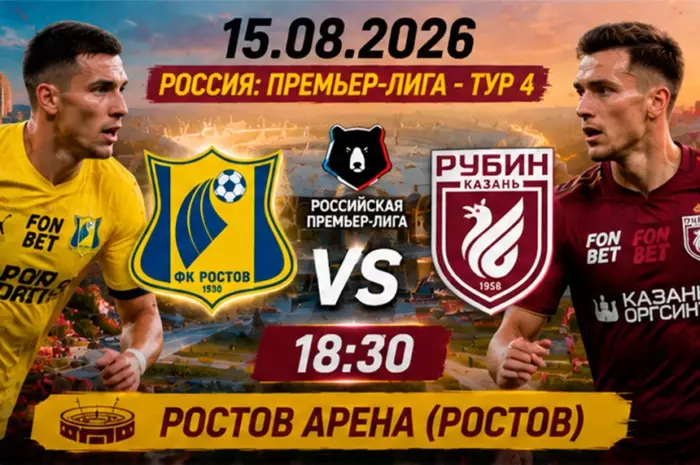 ⚽ Прогноз Ростов — Рубин: хозяева удержат преимущество поля, коэффициент 1.85